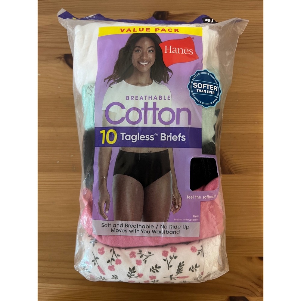 Hanes Breathable Cotton Tagless Briefs 10 Pack Assorted Color Size 9/2XL XXL NWT